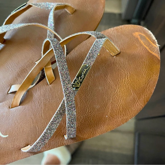 VOLCOM SLIDE BLACK GLITTERY SLIPPER SIZE 6 - Picture 4 of 4